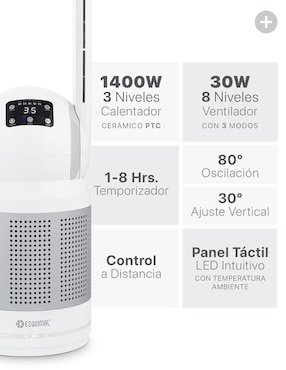 Calefactor torre cerámico eléctrico Esquimal de 127 V