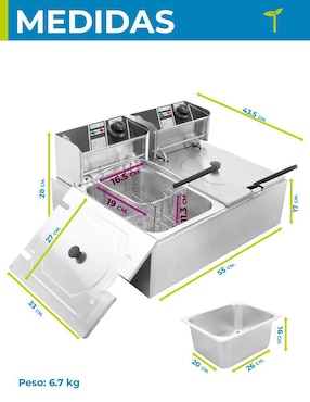 Freidora de aceite con compartimento doble Onof 12 L Do-Fryer