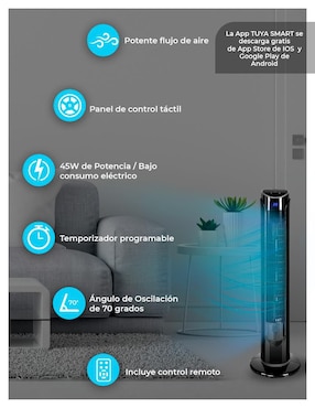 Ventilador de pedestal Smart 4 piezas Blue Fan con control remoto 3 velocidades