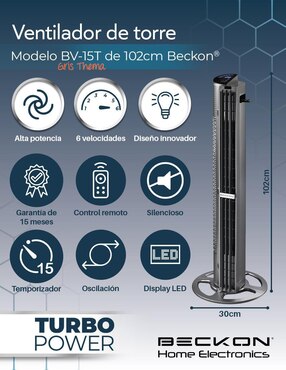 Ventilador de torre Beckon con control remoto 6 velocidades