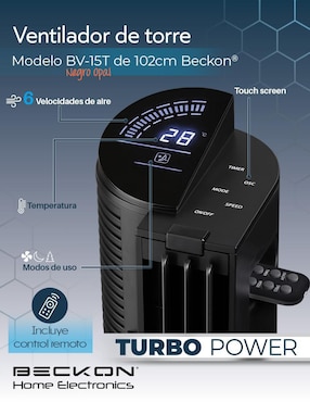 Ventilador de torre Beckon con control remoto 6 velocidades