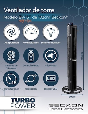 Ventilador de torre Beckon con control remoto 6 velocidades