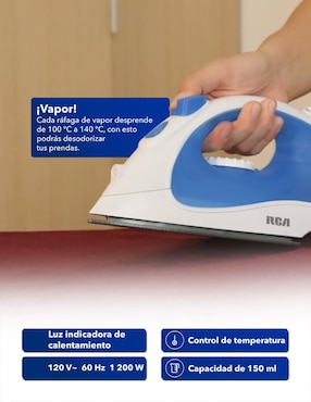 Plancha Rca RC-D508B suela acero inoxidable