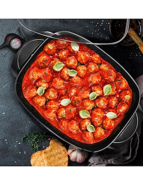Sartén eléctrico con tapa Elite Gourmet de aluminio fundido