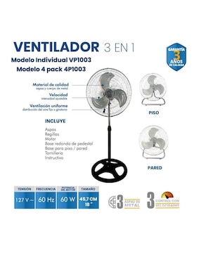 Set ventilador 3 en 1 Igoto 3 velocidades