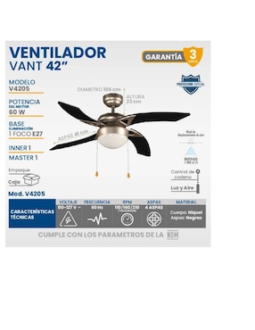 Ventilador de techo Igoto 3 velocidades
