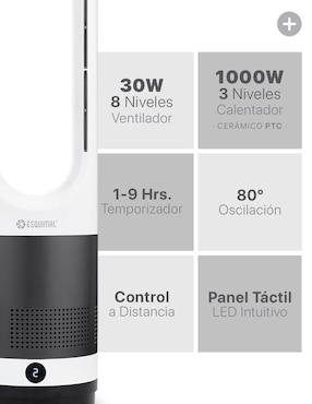 Ventilador 2 en 1 Esquimal con control remoto 8 velocidades