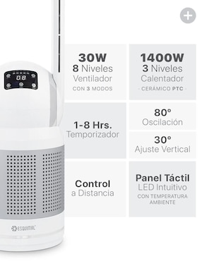 Ventilador 3 en 1 Esquimal con control remoto 8 velocidades
