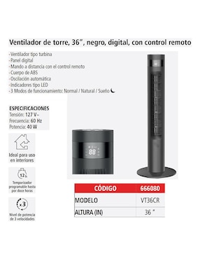 Ventilador de torre Iusa con control remoto 3 velocidades
