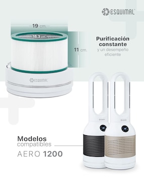 Filtro plisado purificador Esquimal 3 en 1 Aero 1200