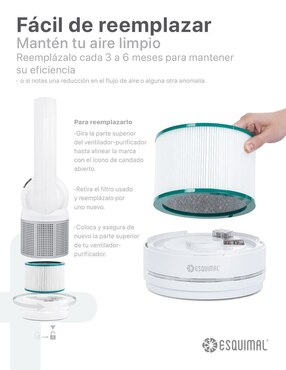 Filtro plisado purificador Esquimal 3 en 1 Aero 1400