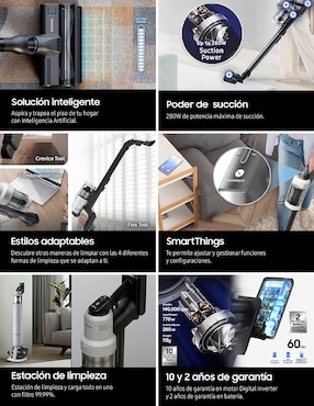 Aspiradora ciclónica Samsung vs80f28dmp/ax 2.5 litros