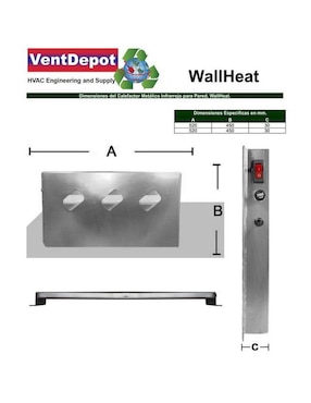 Calefactor de pared eléctrico Ventdepot de 110 V