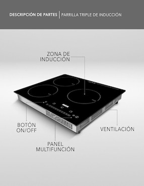 Parrilla de inducción Rca RC-12A6 de cristal templado