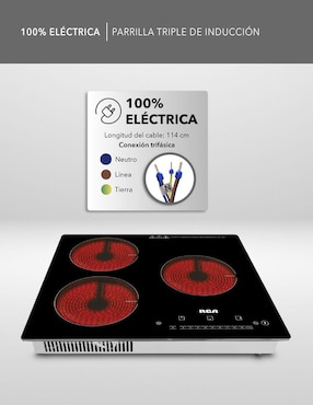 Parrilla de inducción Rca RC-12A6 de cristal templado