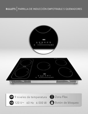 Parrilla de inducción Rca RC-12A15 de cristal templado
