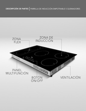 Parrilla de inducción Rca RC-12A15 de cristal templado
