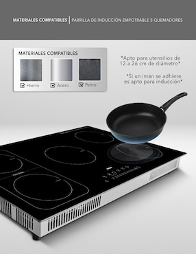Parrilla de inducción Rca RC-12A15 de cristal templado