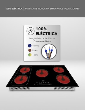 Parrilla de inducción Rca RC-12A15 de cristal templado
