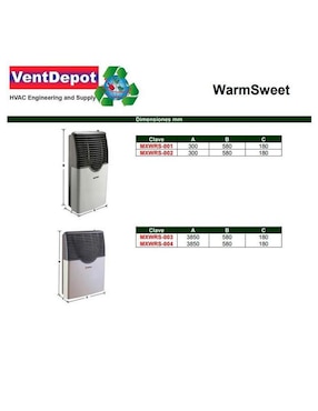 Calefactor de pared de gas Ventdepot