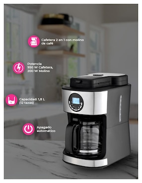Cafetera con molino Pink Garlic CDMC12T