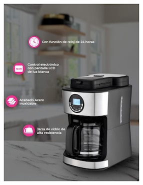 Cafetera con molino Pink Garlic CDMC12T