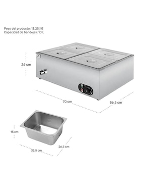 Vaporera Eléctrica Gutstark MKZ-BUFEBANOINOX