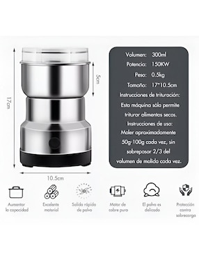 Molino para especias eléctrico Xtellar de acero inoxidable