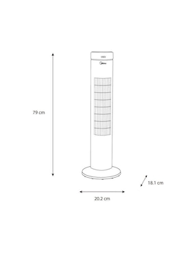 Ventilador de torre Midea con control remoto 3 velocidades