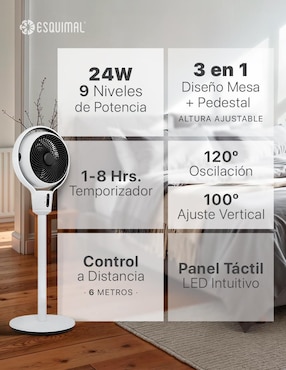 Ventilador de pedestal Esquimal con control remoto 9 velocidades