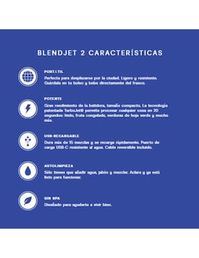 Licuadora Blendjet BLENDJET2BLK 1 velocidad