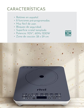 Parrilla de inducción Rivel 19IND-TVT de cristal templado