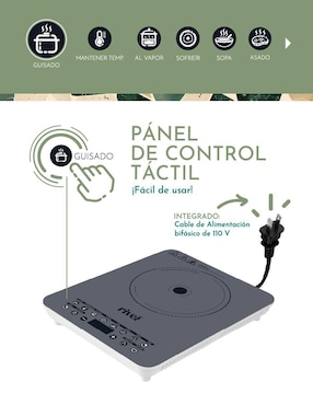 Parrilla de inducción Rivel 19IND-TVT de cristal templado