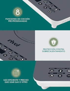 Parrilla de inducción Rivel 19IND-TVT de cristal templado