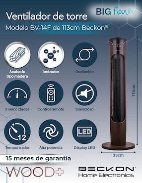 Ventilador de torre Beckon con control remoto 3 velocidades