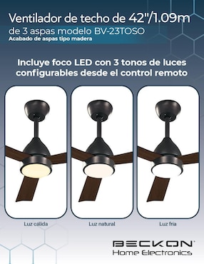 Ventilador de techo Beckon con control remoto 6 velocidades