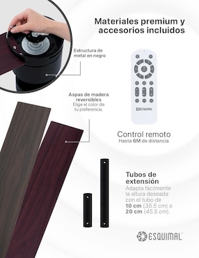 Ventilador de techo Esquimal con control remoto 6 velocidades