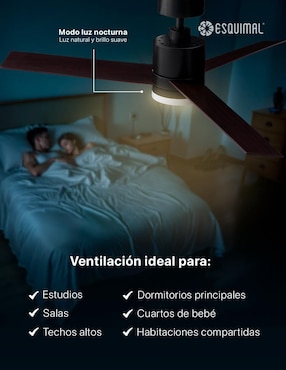 Ventilador de techo Esquimal con control remoto 6 velocidades
