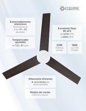 Ventilador de techo Esquimal con control remoto 6 velocidades