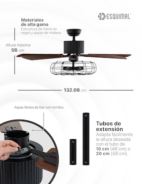 Ventilador de techo Esquimal con control remoto 6 velocidades