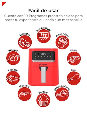 Freidora de aire con compartimento único Bogner 3.3 L baf03