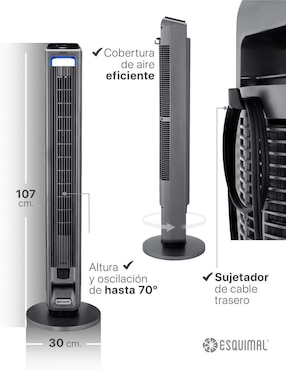Ventilador de torre Esquimal con control remoto 2 velocidades