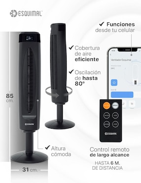Ventilador de torre Esquimal con control remoto 3 velocidades