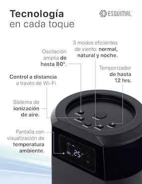 Ventilador de torre Esquimal con control remoto 3 velocidades