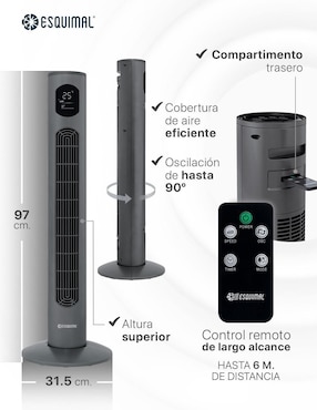 Ventilador de torre Esquimal con control remoto 3 velocidades