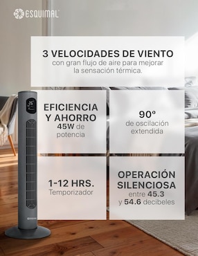 Ventilador de torre Esquimal con control remoto 3 velocidades
