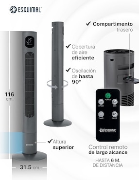 Ventilador de torre Esquimal con control remoto 3 velocidades