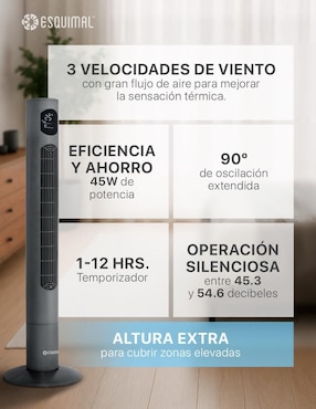 Ventilador de torre Esquimal con control remoto 3 velocidades
