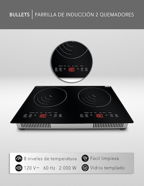 Parrilla de inducción Rca rc-12e2 de vidrio templado