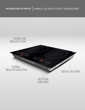 Parrilla de inducción Rca rc-12e2 de vidrio templado